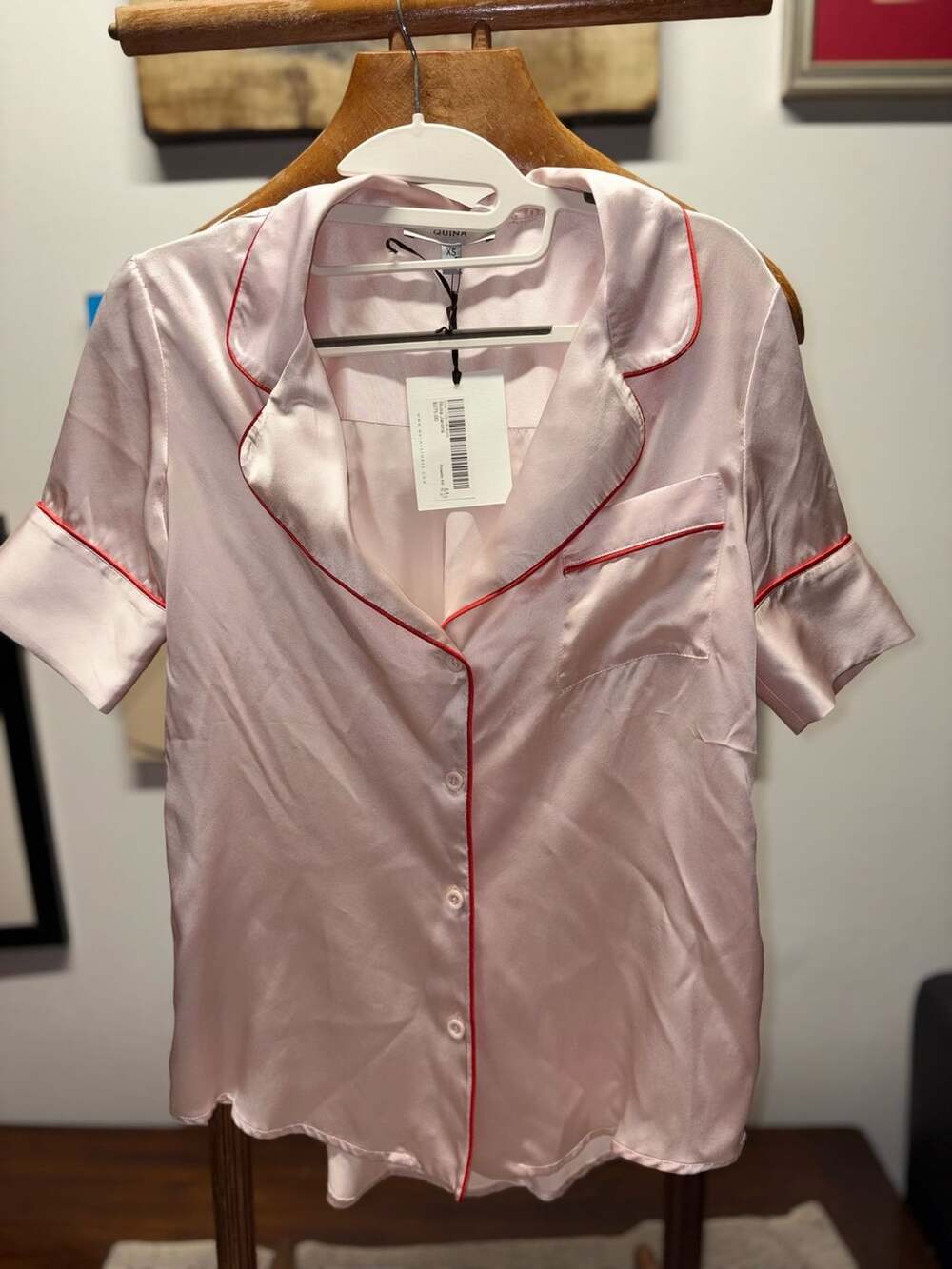 Quina Blusa Jardins Silk Blouse Size XS Pink